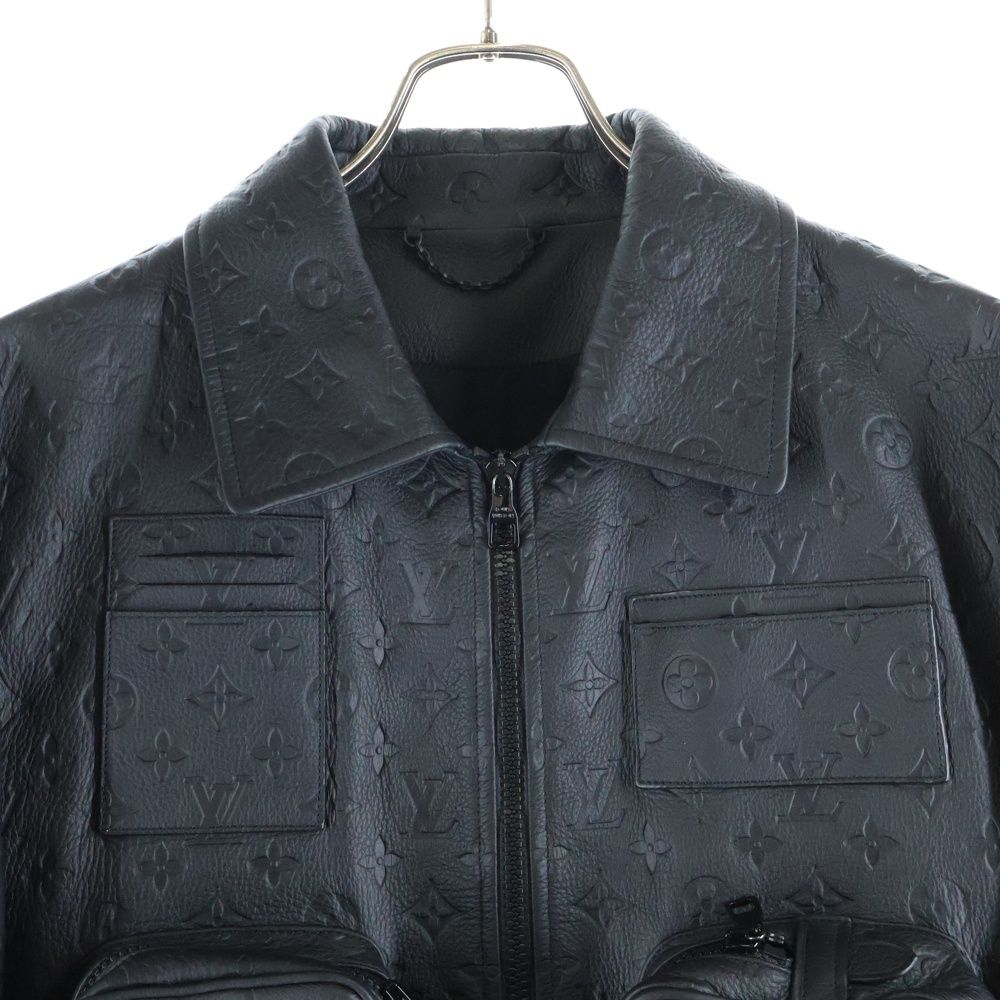 Louis Vuitton Monogram Embossed Utility Leather Jacket Black — view 3