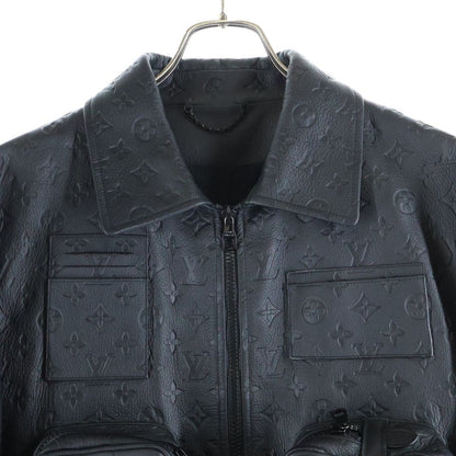 Louis Vuitton Monogram Embossed Utility Leather Jacket Black — view 3