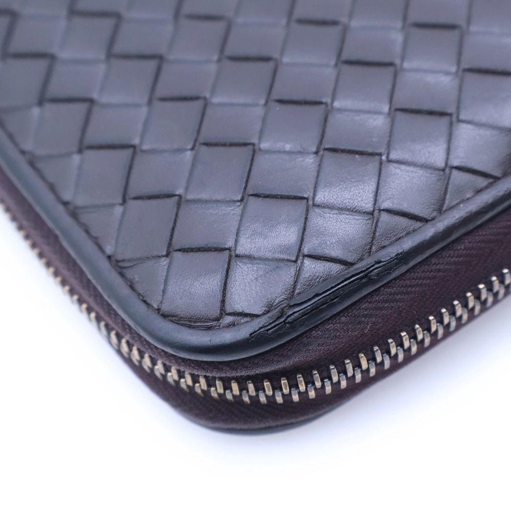 Bottega Veneta Intrecciato Round Zip Leather Wallet Brown — view 5