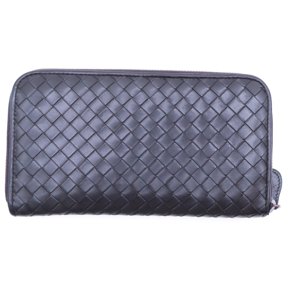 Bottega Veneta Intrecciato Round Zip Leather Wallet Brown — view 2