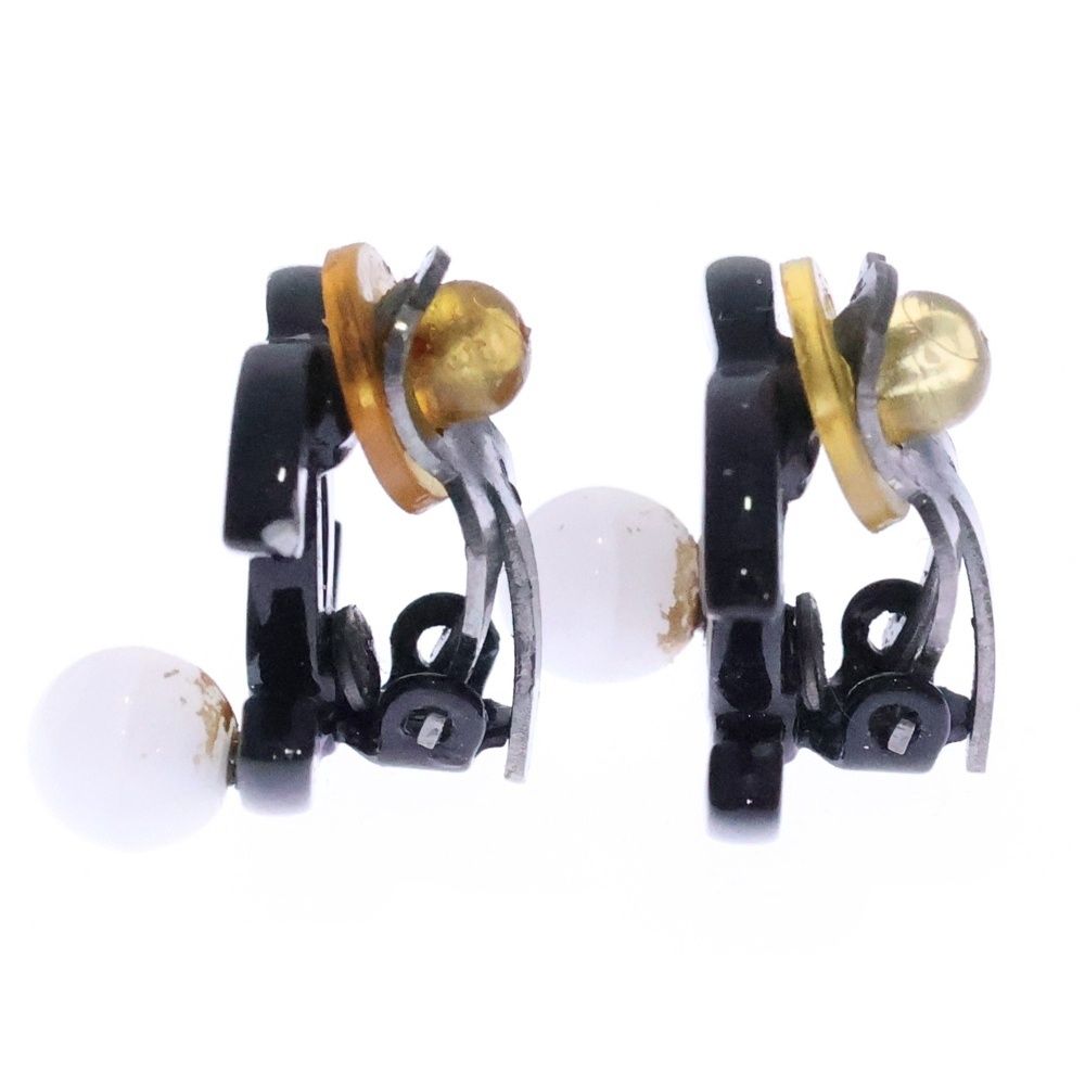 Chanel CC Logo Earrings Black Plastic — view 4
