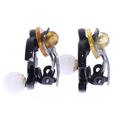 Chanel CC Logo Earrings Black Plastic — view 4