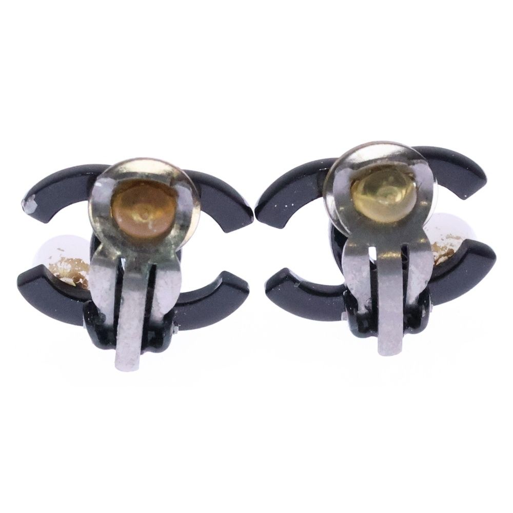 Chanel CC Logo Earrings Black Plastic — view 2