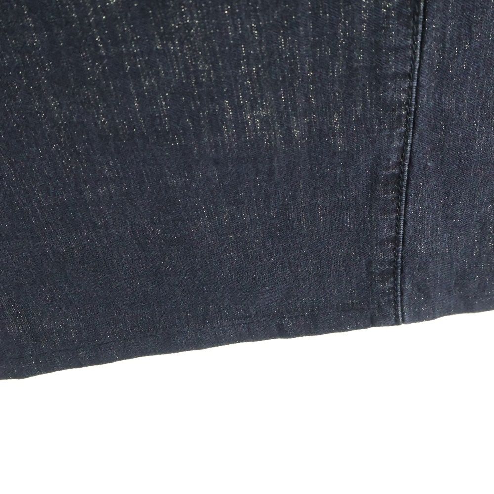 Chanel Lame Logo Buckle Belt Super Wide Denim Pants Black — view 6