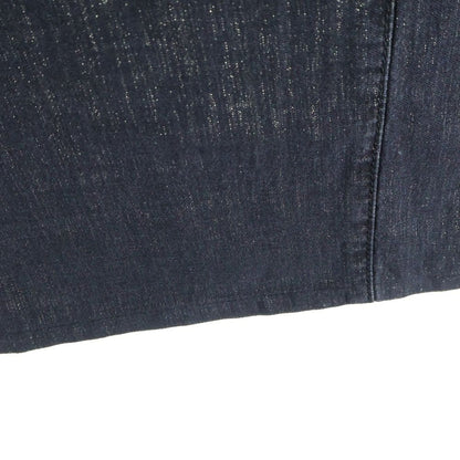 Chanel Lame Logo Buckle Belt Super Wide Denim Pants Black — view 6