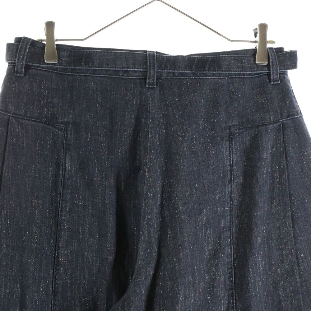 Chanel Lame Logo Buckle Belt Super Wide Denim Pants Black — view 4