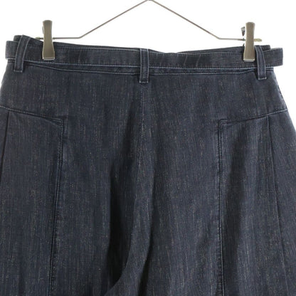 Chanel Lame Logo Buckle Belt Super Wide Denim Pants Black — view 4