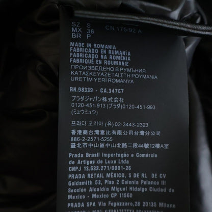 Prada Arm Logo Hooded Technical Fabric Nylon Down Jacket Black — view 8