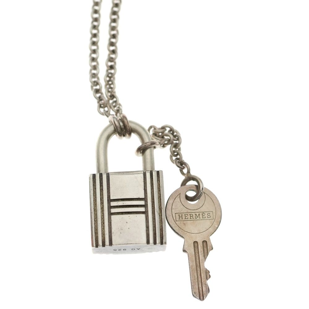 Hermes Cadena Motif Necklace Pendant Chain Silver — view 3