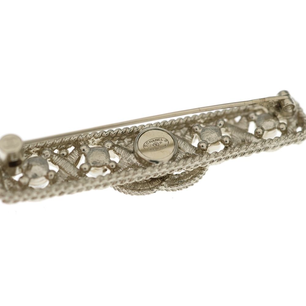 Chanel CC Logo Brooch Rhinestone Gold Barrette — view 5