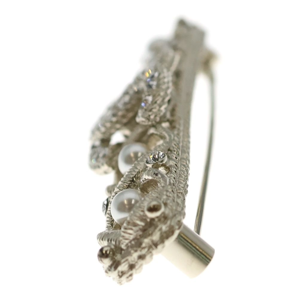 Chanel CC Logo Brooch Rhinestone Gold Barrette — view 3