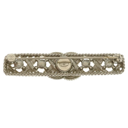 Chanel CC Logo Brooch Rhinestone Gold Barrette — view 2