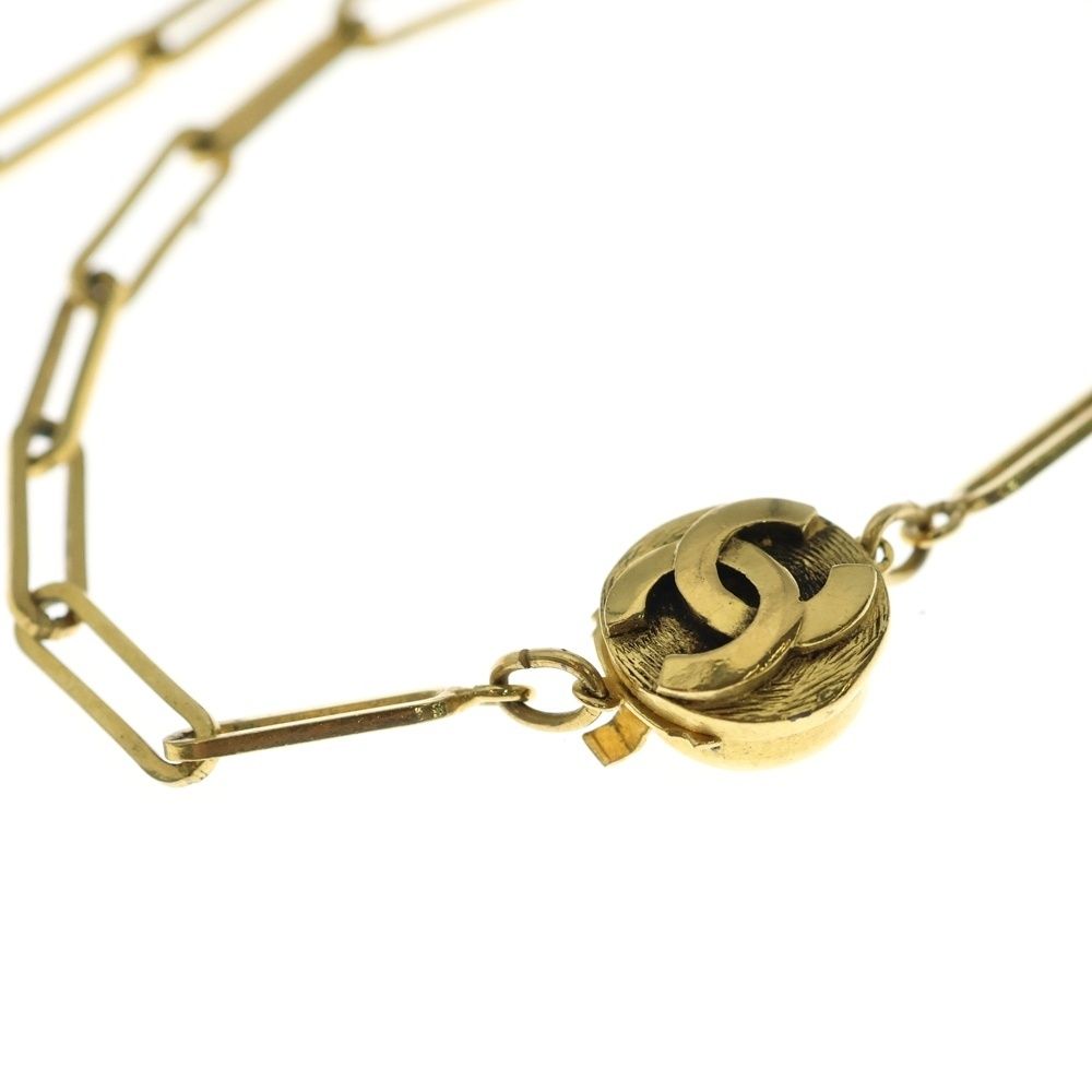 Chanel CC Logo Chain Necklace Gold Long No Bean Vintage — view 4