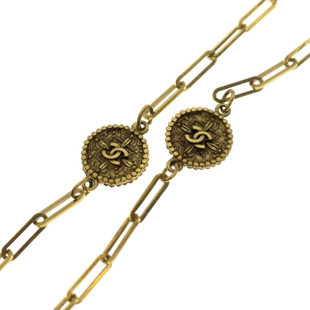 Chanel CC Logo Chain Necklace Gold Long No Bean Vintage — view 3