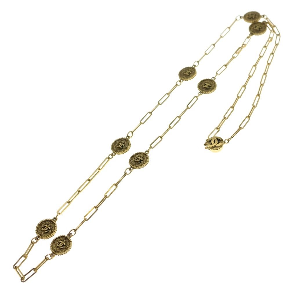 Chanel CC Logo Chain Necklace Gold Long No Bean Vintage — view 2