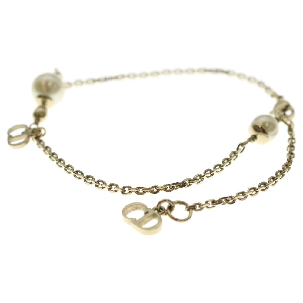 Dior CD Logo Pearl Bracelet White Gold Plated — view 4