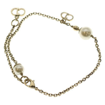 Dior CD Logo Pearl Bracelet White Gold Plated — view 2