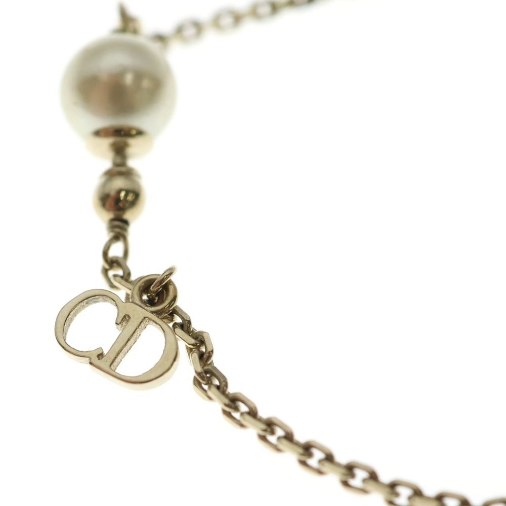 Dior CD Logo Pearl Bracelet White Gold Plated — view 6