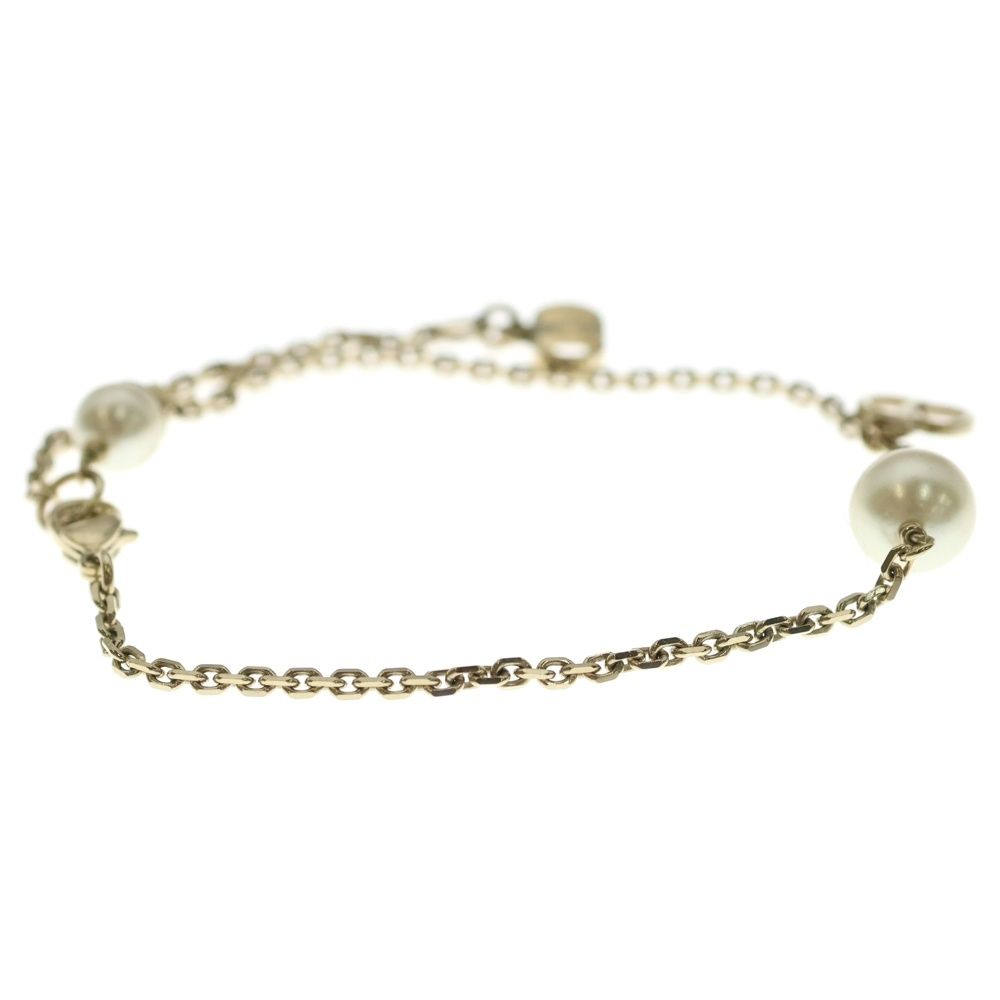 Dior CD Logo Pearl Bracelet White Gold Plated — view 3