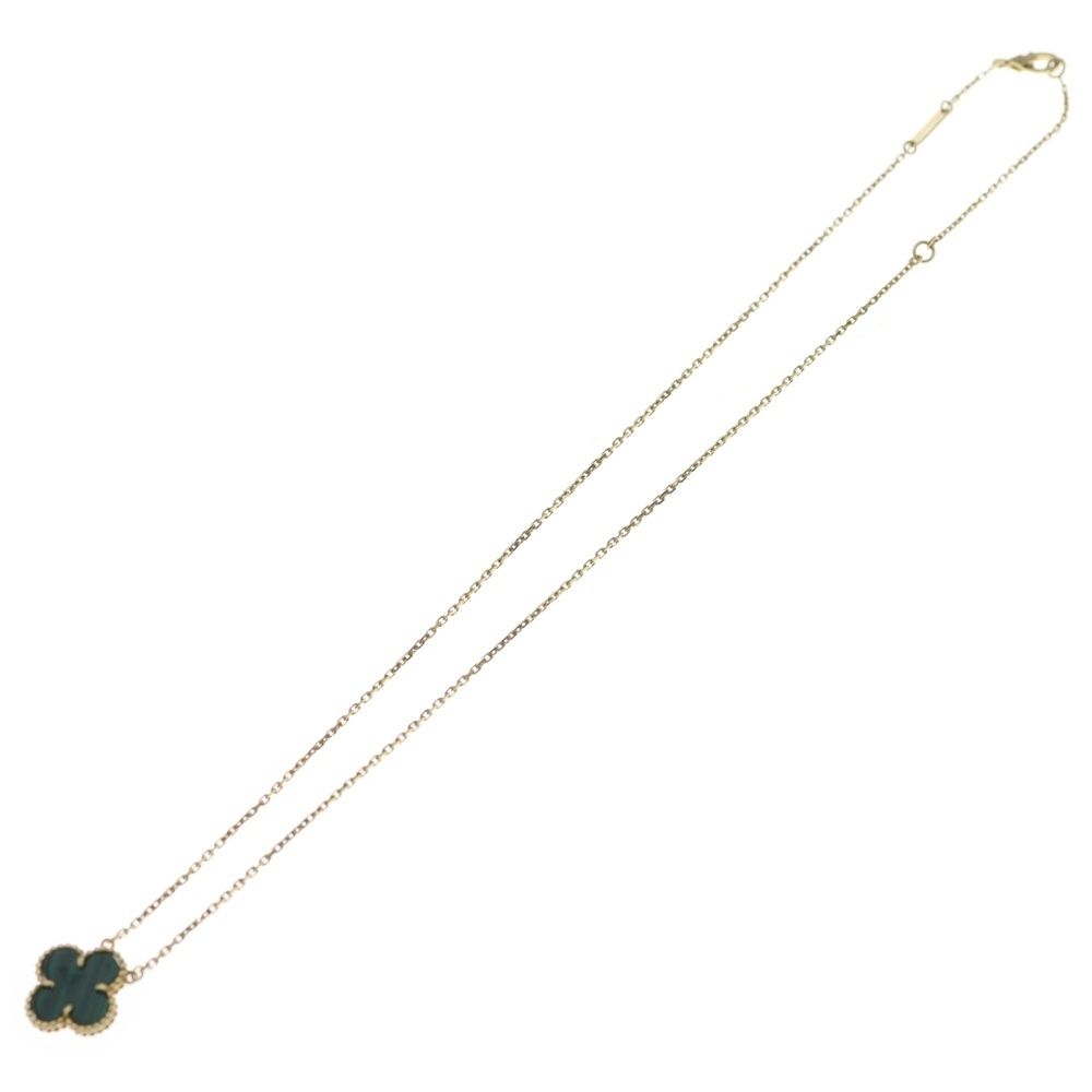 Van Cleef & Arpels Vintage Alhambra Necklace Malachite Yellow Gold Green — view 2