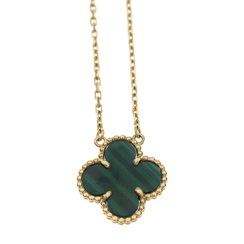 Van Cleef & Arpels Vintage Alhambra Necklace Malachite Yellow Gold Green — view 3