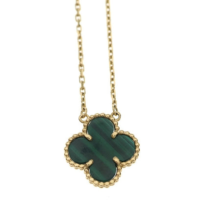 Van Cleef & Arpels Vintage Alhambra Necklace Malachite Yellow Gold Green — view 3