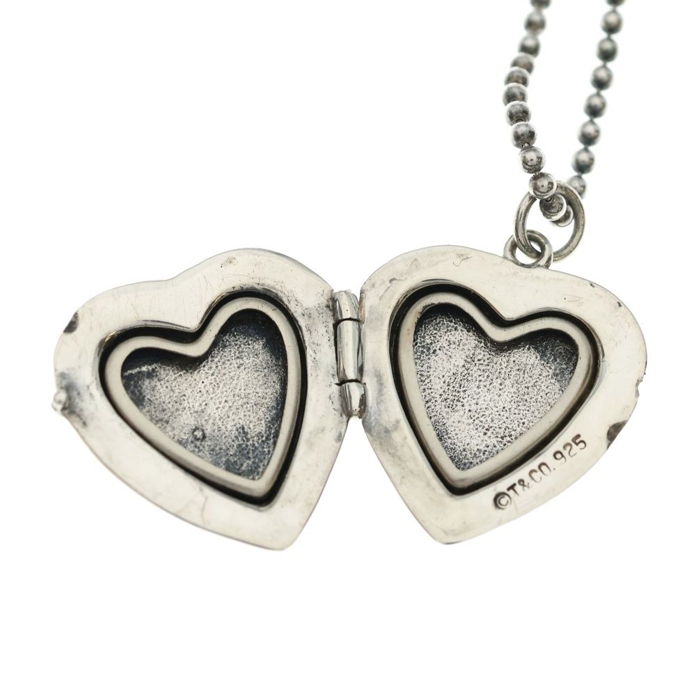 Tiffany & Co. Heart Locket Pendant Ball Chain Necklace Silver — view 5