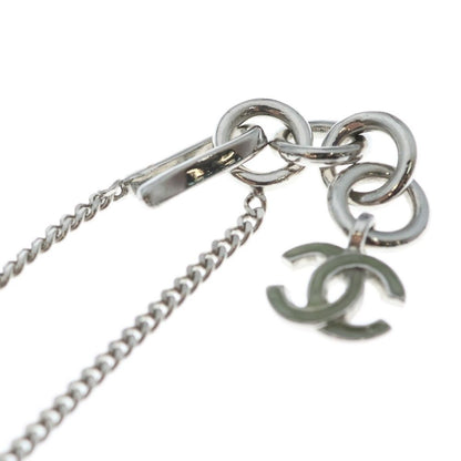 Chanel CC Logo Clover Necklace Pendant Green Silver — view 4