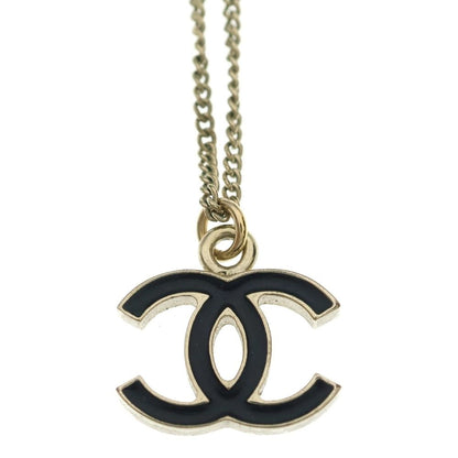 Chanel CC Logo Necklace Pendant Chain Gold Black — view 3