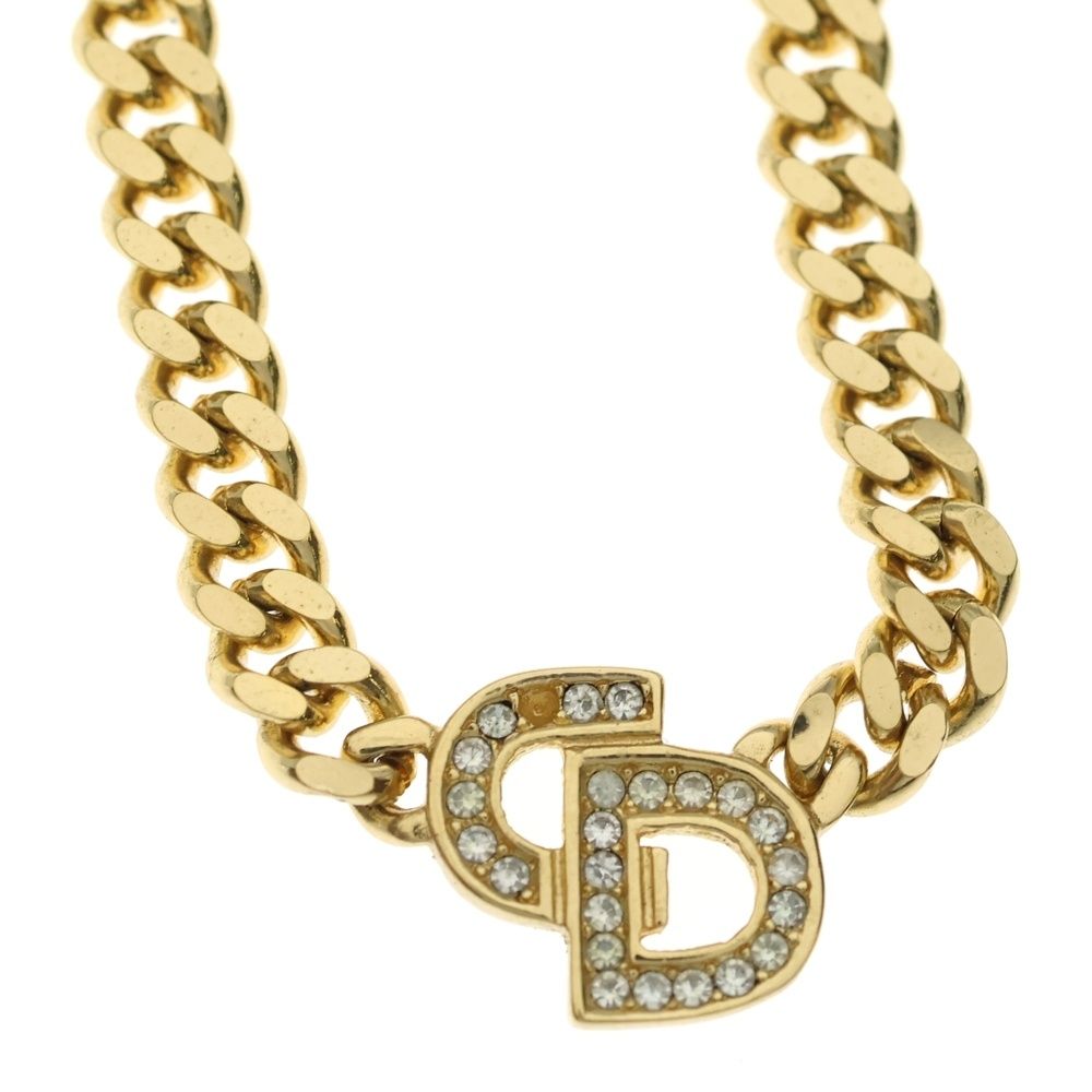 Dior CD Rhinestone Choker Necklace Gold — view 3