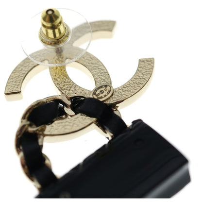 Chanel Quilted Motif Earrings Black Gold — view 5