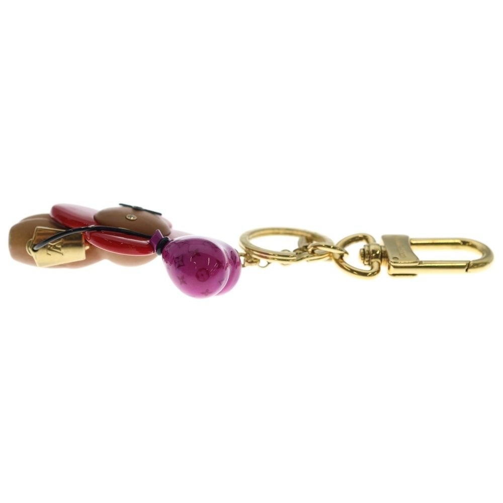 Louis Vuitton Monogram Porte Cles Vivienne Key Holder Wood Red Brown — view 3