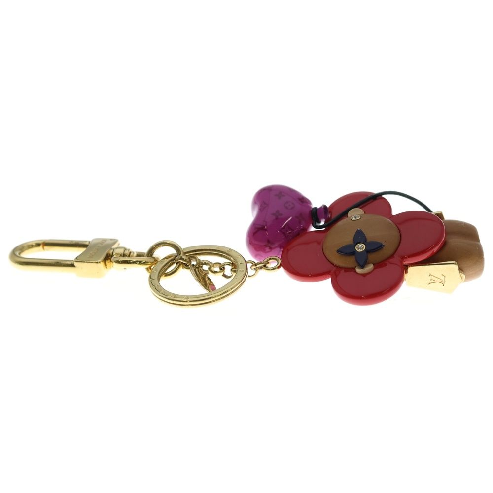 Louis Vuitton Monogram Porte Cles Vivienne Key Holder Wood Red Brown — view 4