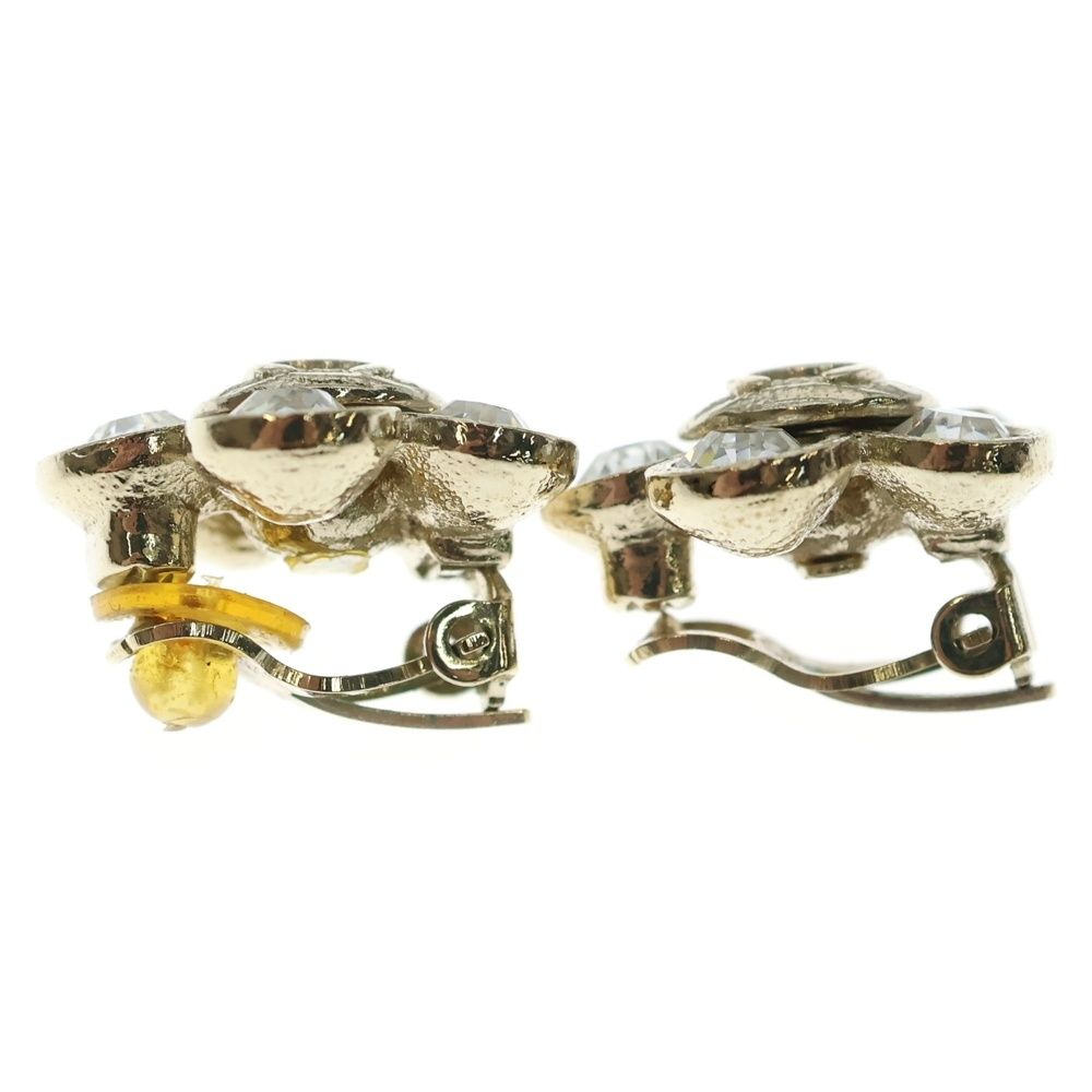 Chanel CC Logo Rhinestone Earrings Gold — view 4