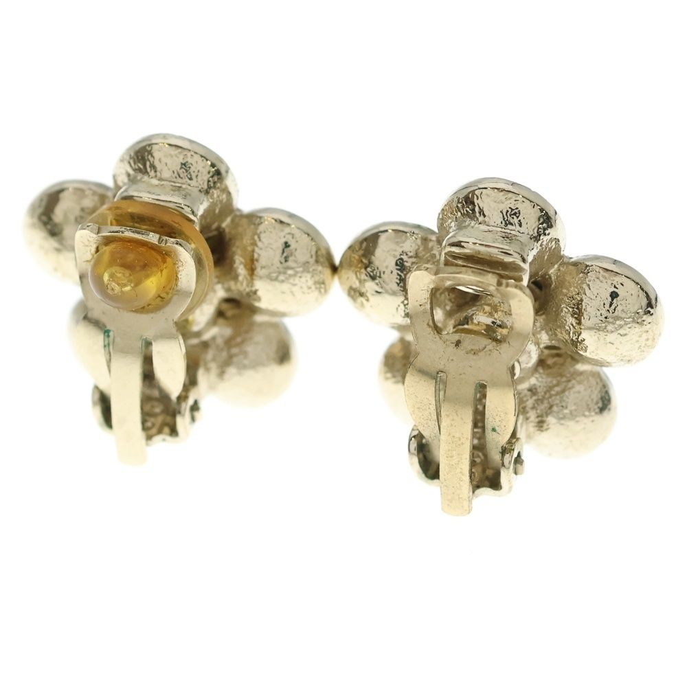 Chanel CC Logo Rhinestone Earrings Gold — view 2