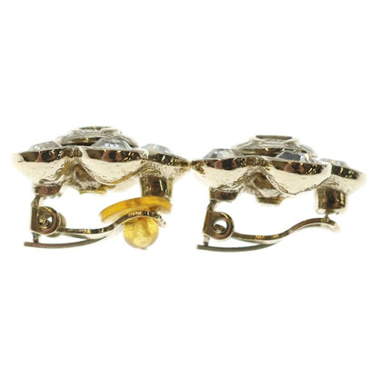 Chanel CC Logo Rhinestone Earrings Gold — view 3