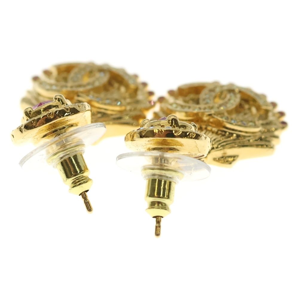 Chanel CC Logo Earrings Shell Rhinestone Gold — view 2