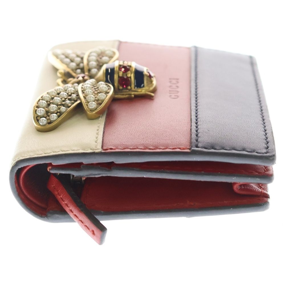 Gucci Queen Ma Galette Bifold Wallet Compact Coin Case Multicolor Red — view 3