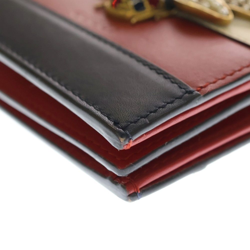 Gucci Queen Ma Galette Bifold Wallet Compact Coin Case Multicolor Red — view 5