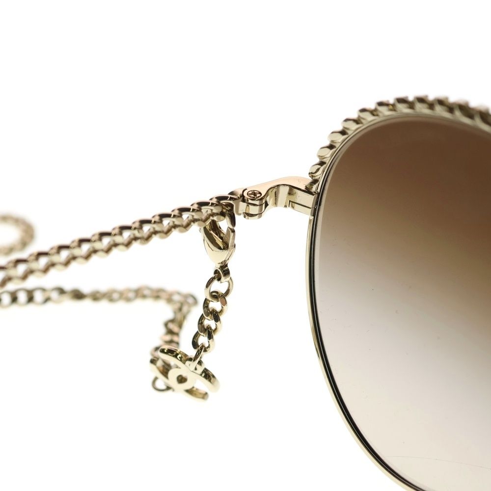 Chanel CC Logo Chain Sunglasses Gold — view 4
