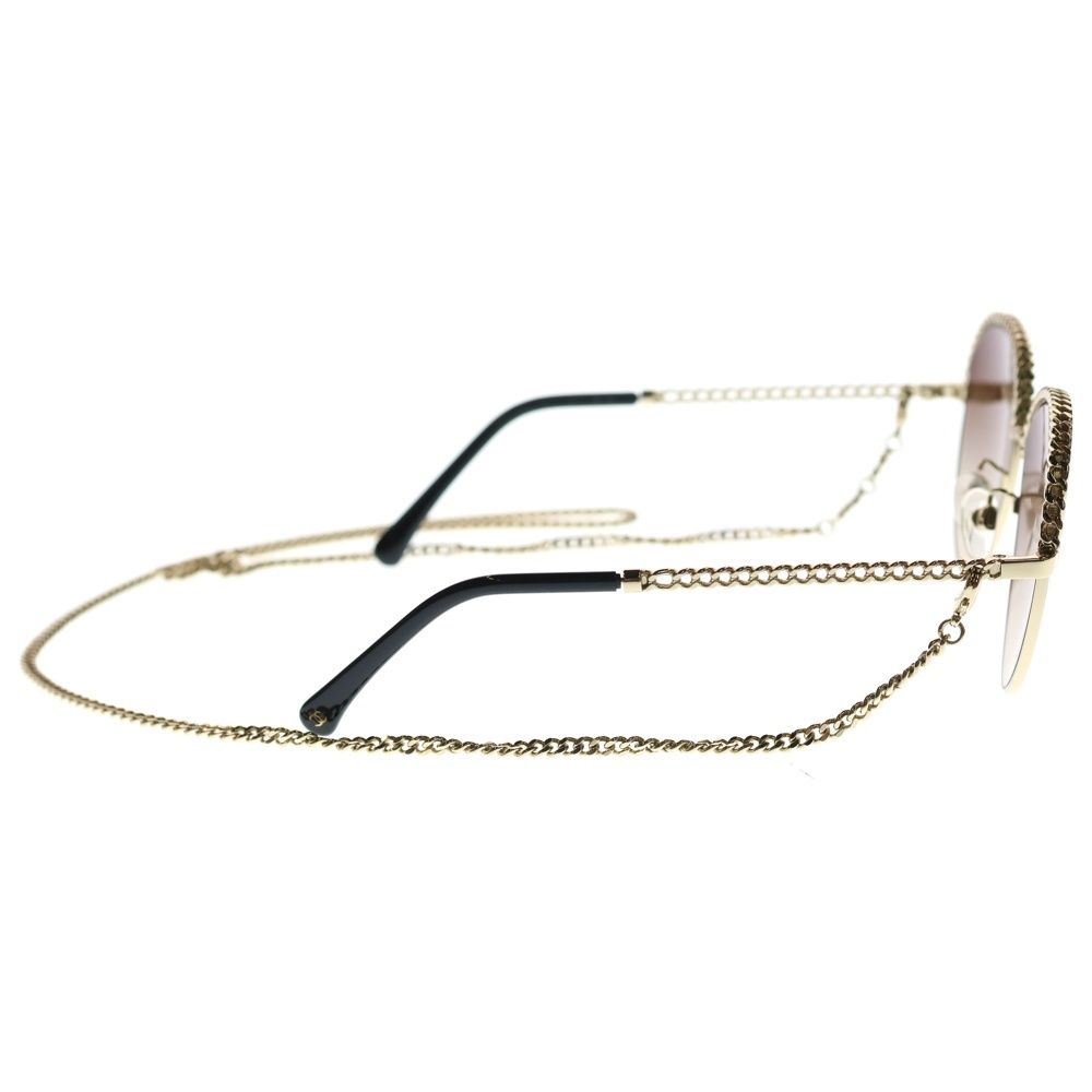 Chanel CC Logo Chain Sunglasses Gold — view 3