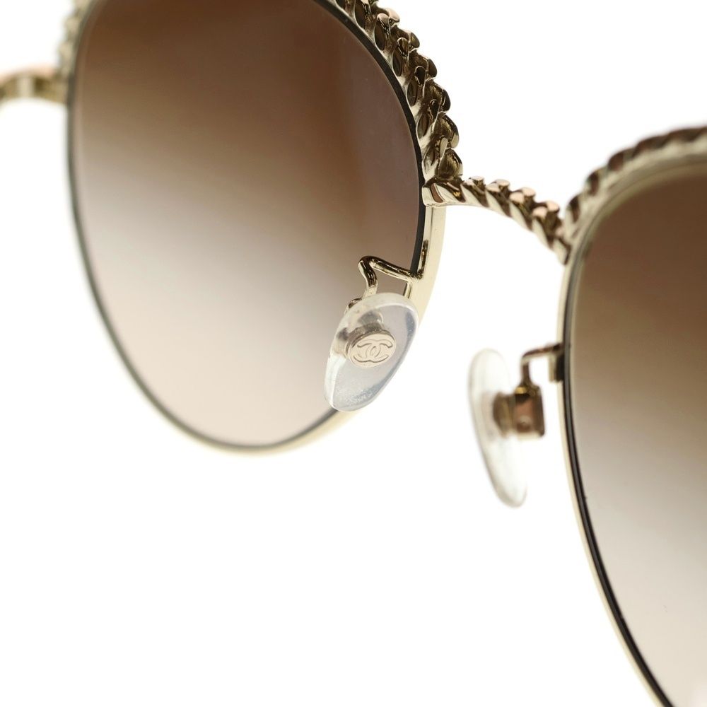 Chanel CC Logo Chain Sunglasses Gold — view 5