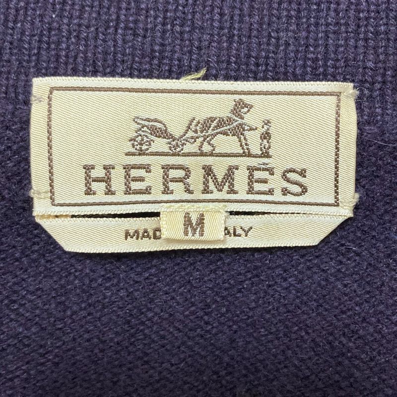 Hermes Cashmere Knit Cardigan M Purple