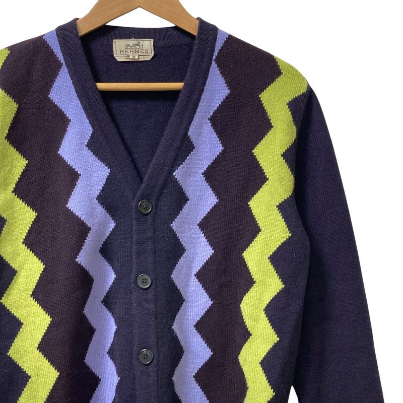 Hermes Cashmere Knit Cardigan M Purple