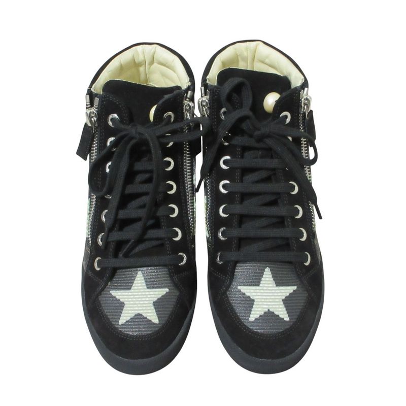 Chanel Paris Dallas Star CC Logo Double Zip High Cut Sneakers