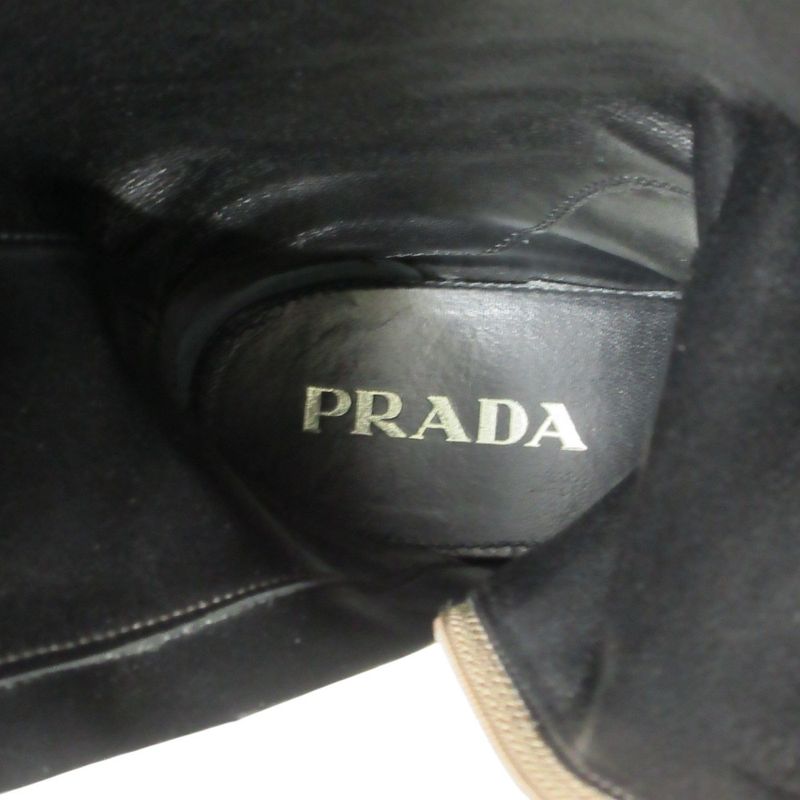 Prada Leather Long Boots 36 Brown