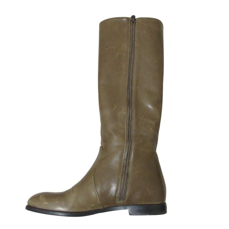 Prada Leather Long Boots 36 Brown