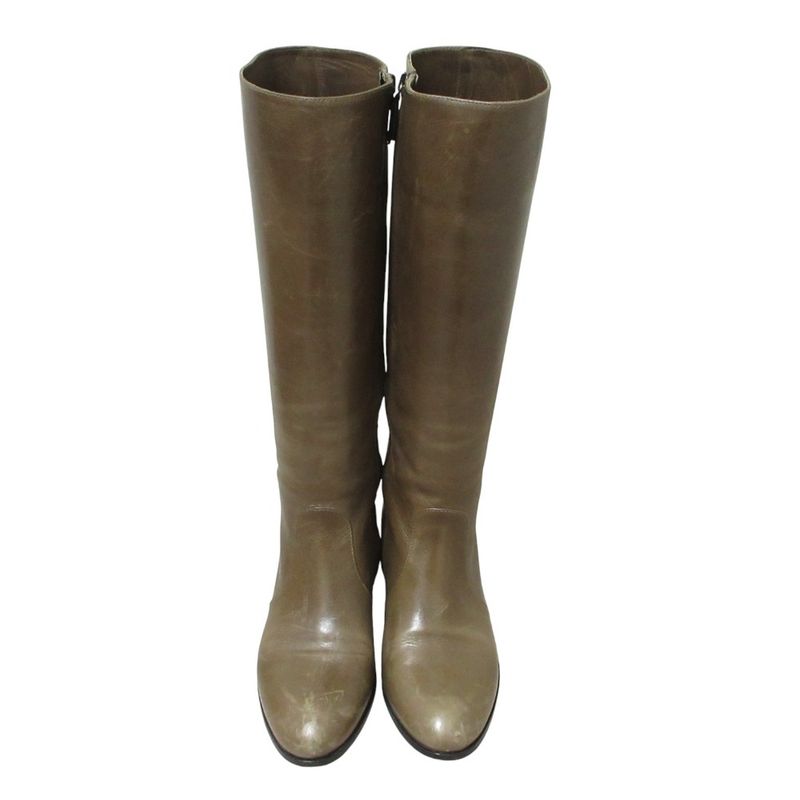 Prada Leather Long Boots 36 Brown