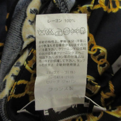 Celine Chain Pattern Long Sleeve Stretch Shirt Blouse 34 Black Yellow