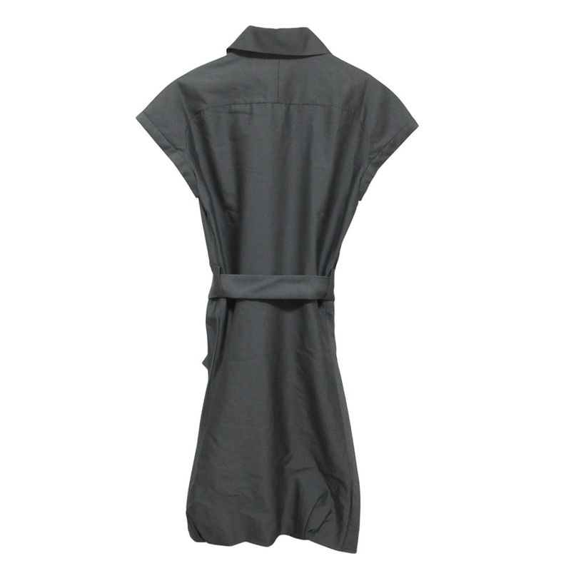 Celine Silk Blend Short Sleeve Shirt Dress 38 Gray